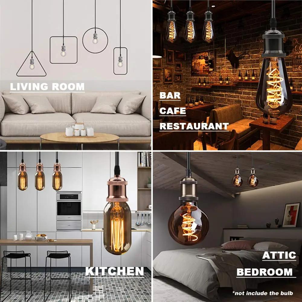 Sevenpers roosakuldne retro ripatslamp E27 pesa — stiilne – lisavaade