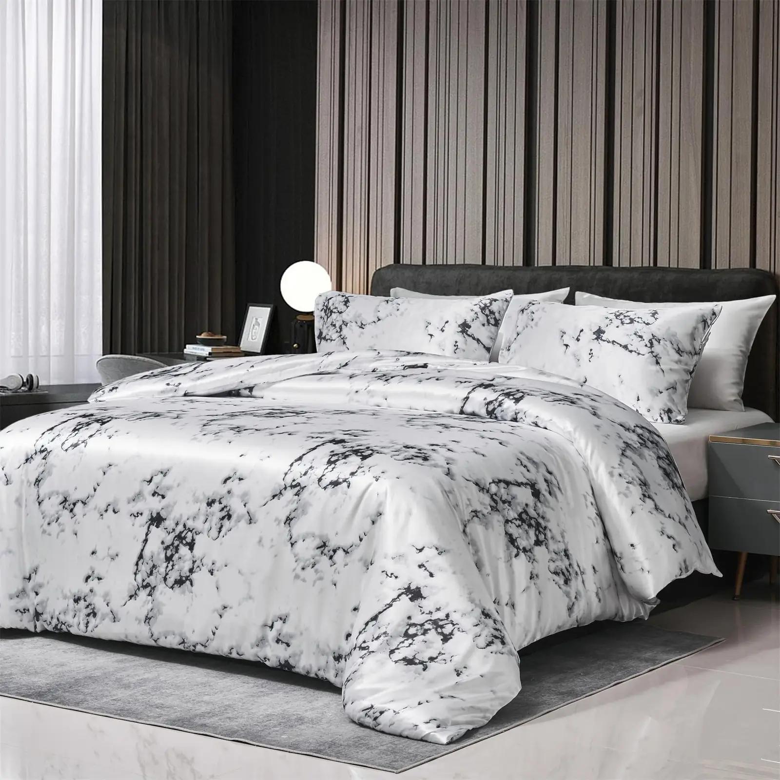 Gezu elegantne marmor-satiin voodikate 140×200 cm – detailne vaade