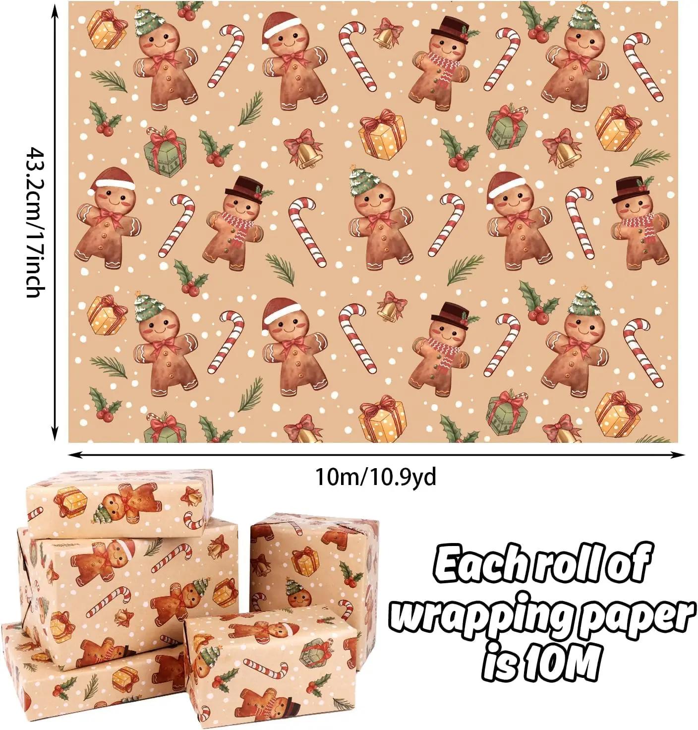 SULOLI dekoratiivne kinkepaber rulli – piparkoogimees 43×10m – detailne vaade