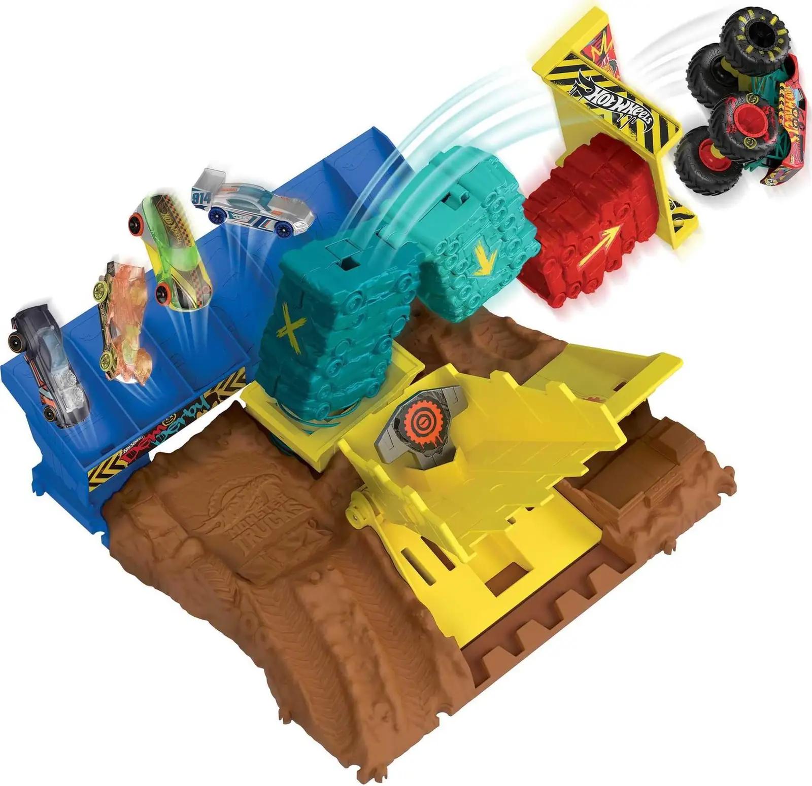 Hot Wheels mängulisem plastikust demo-derby komplekt HNB94 – pakend ja tarvikud