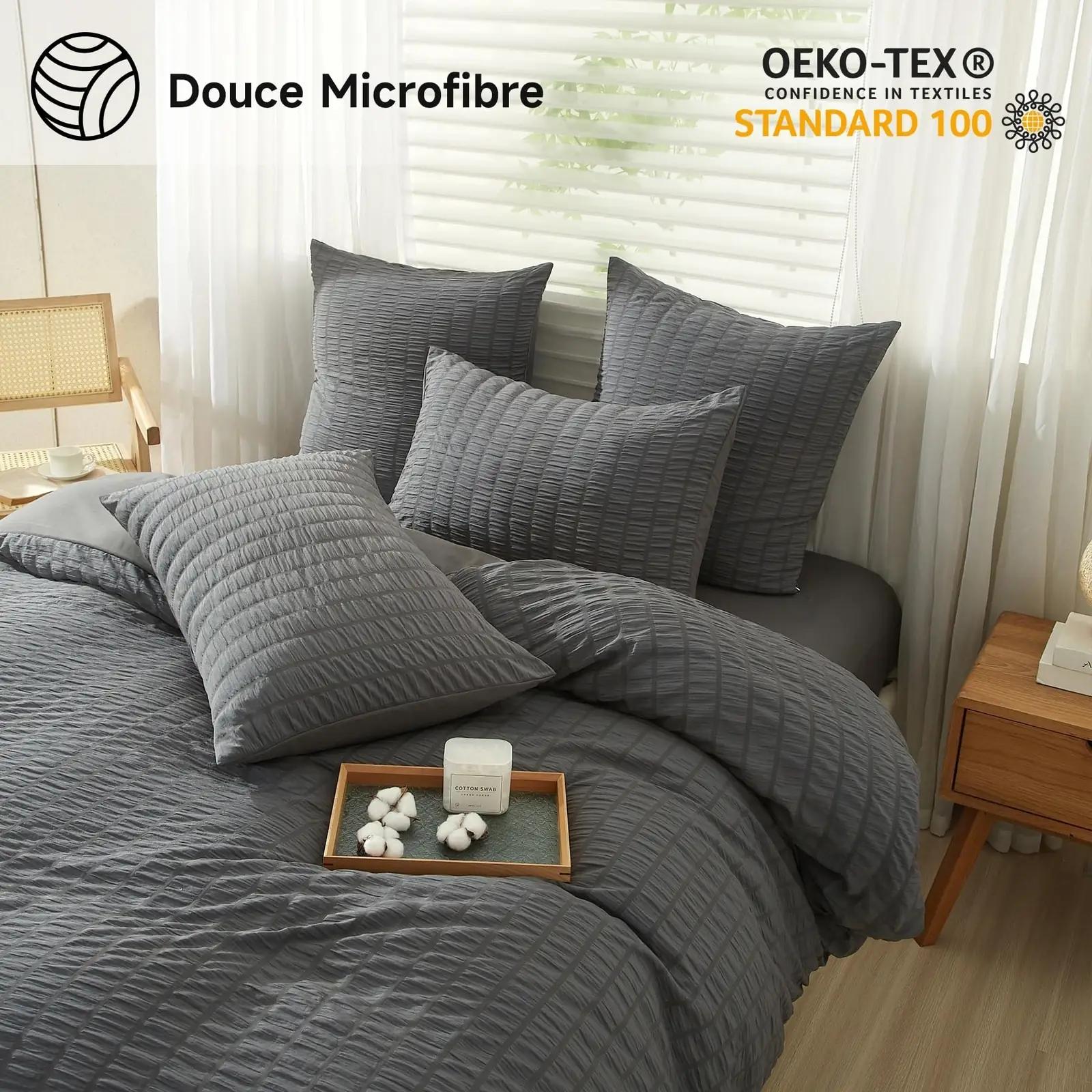 Gezu elegantne seersucker voodipesu 240×260 cm – pehme hall – lisavaade