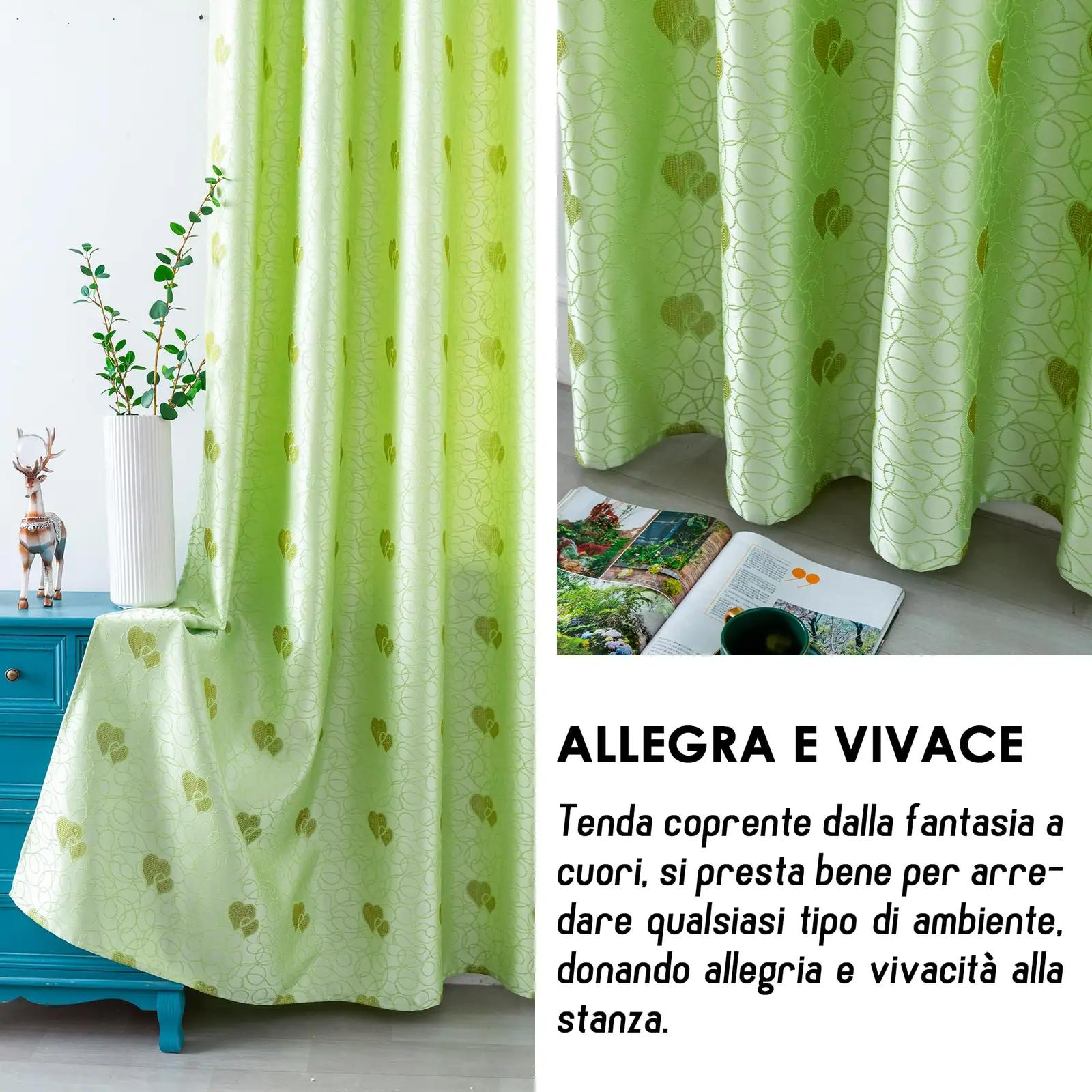 GIRASOLE HOME rohelised poolpimendavad kardinad südamega 70×240 – lisavaade