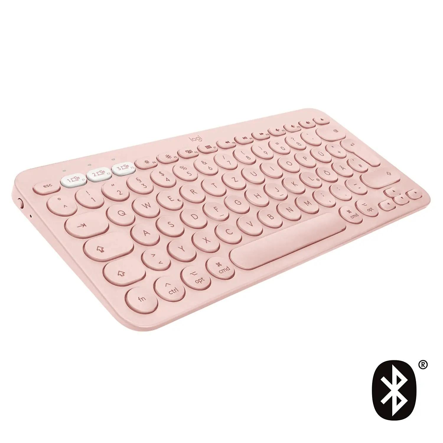 Logitech roosa mitme-seadme klaviatuur – mugav igapäevaks – detailne vaade