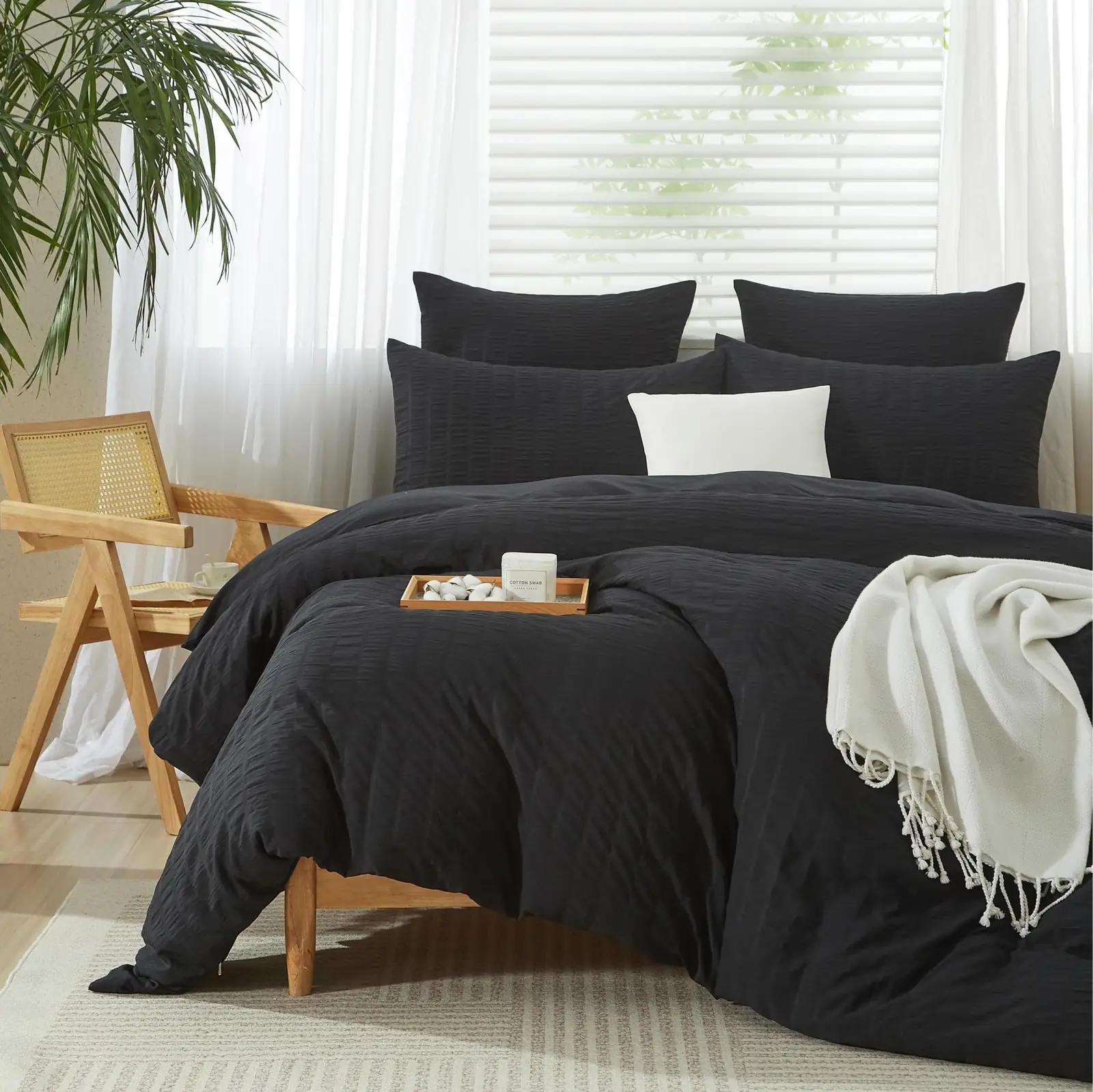 YASMENG pehme mikrofibervoodipesu 240×260 cm musti triibe – pilt 9