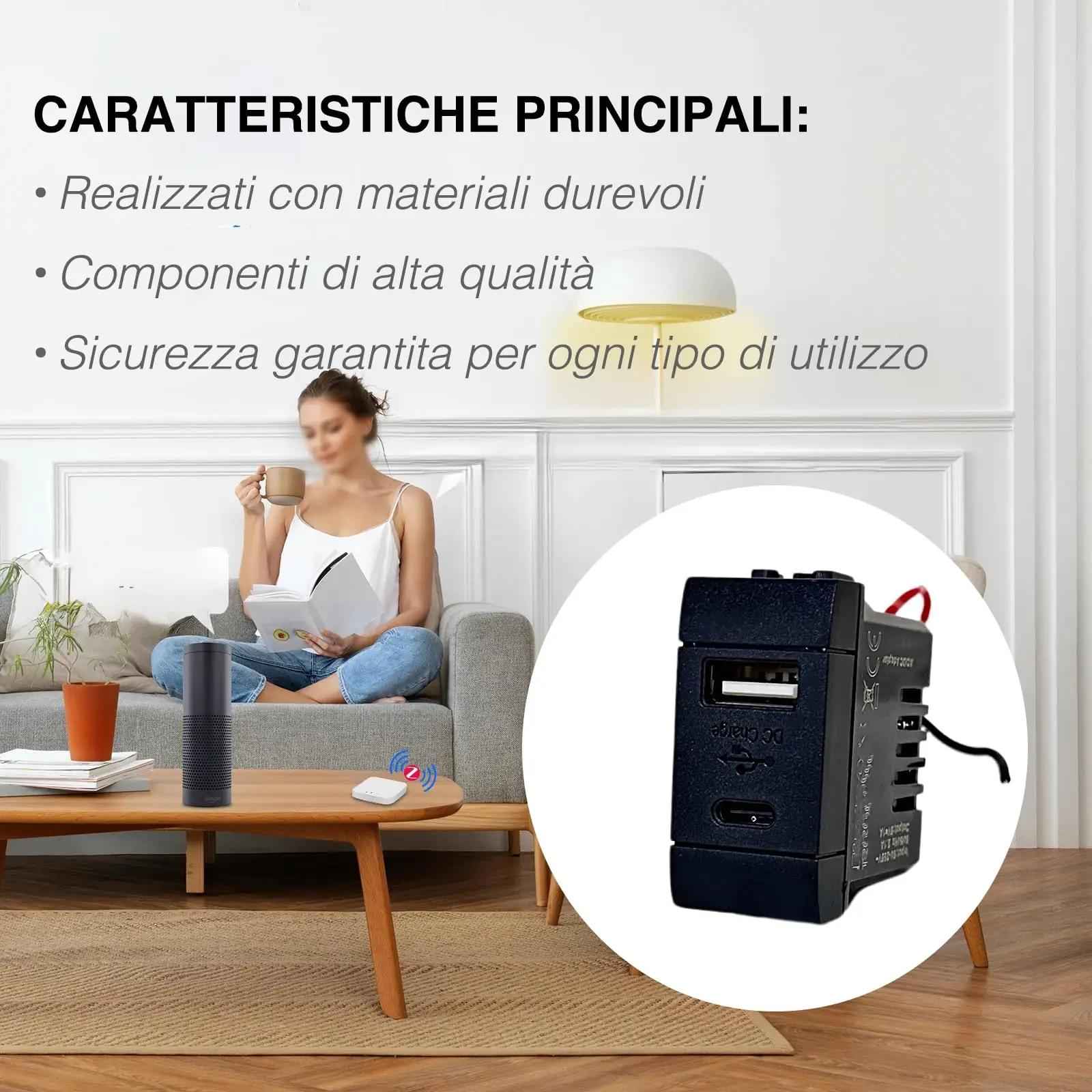 VOLTIX seinapistik komplekt USB-C ja USB-A mugavuseks – kasutusnäide