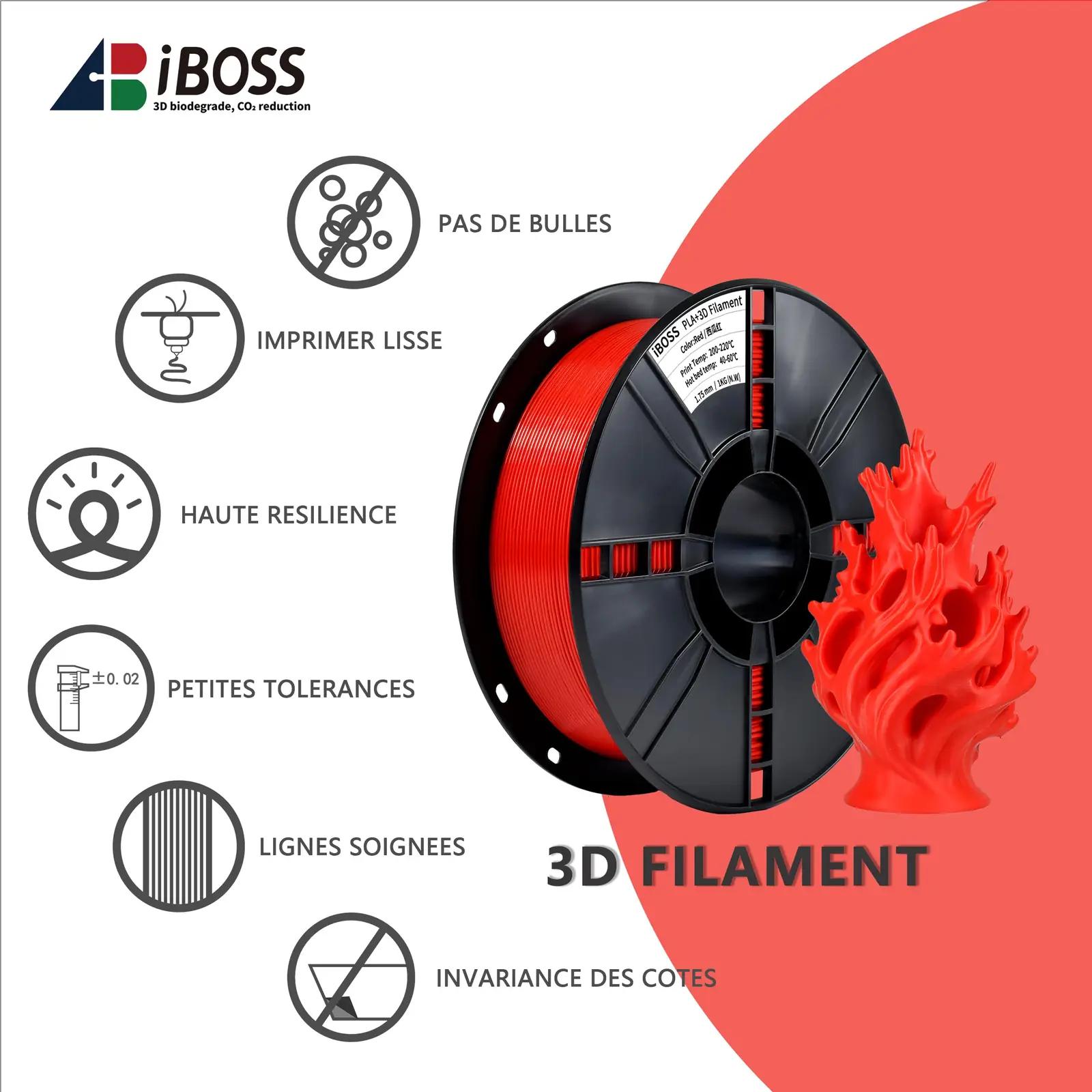 iBOSS PLA+ tugev PLA filament 1.75 mm 1 kg – punane – kasutusnäide
