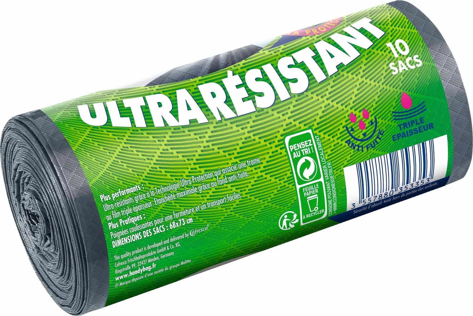 Handy Bag tugevad 50 L prügikotid libistuskäepidemega, 4 rulli – pakend ja tarvikud