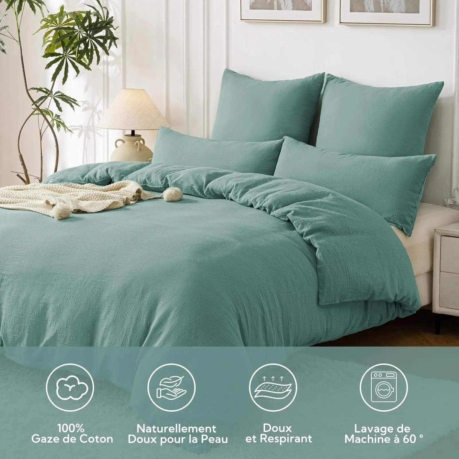 SOULFUL kvaliteetne puuvillane voodipesu – neutraalne Bean Green – detailne vaade