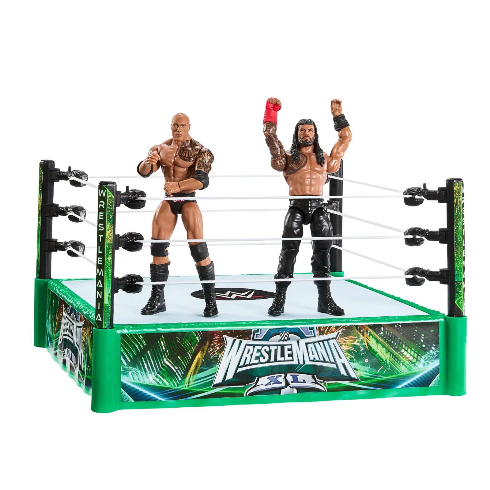 Mattel mängukomplekt WWE rõngas ja 2 action-figuuri – pakend ja tarvikud