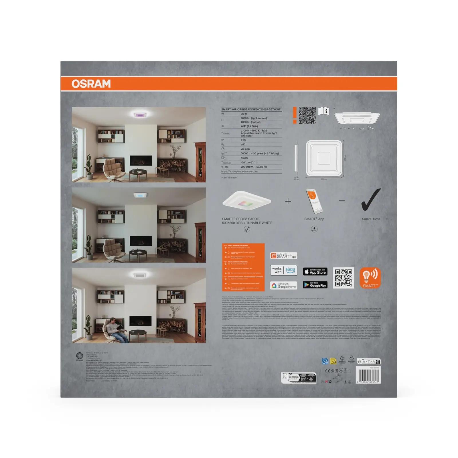 Osram minimalistlik valgusti – valge LED laelamp 50×50 cm – kasutusnäide