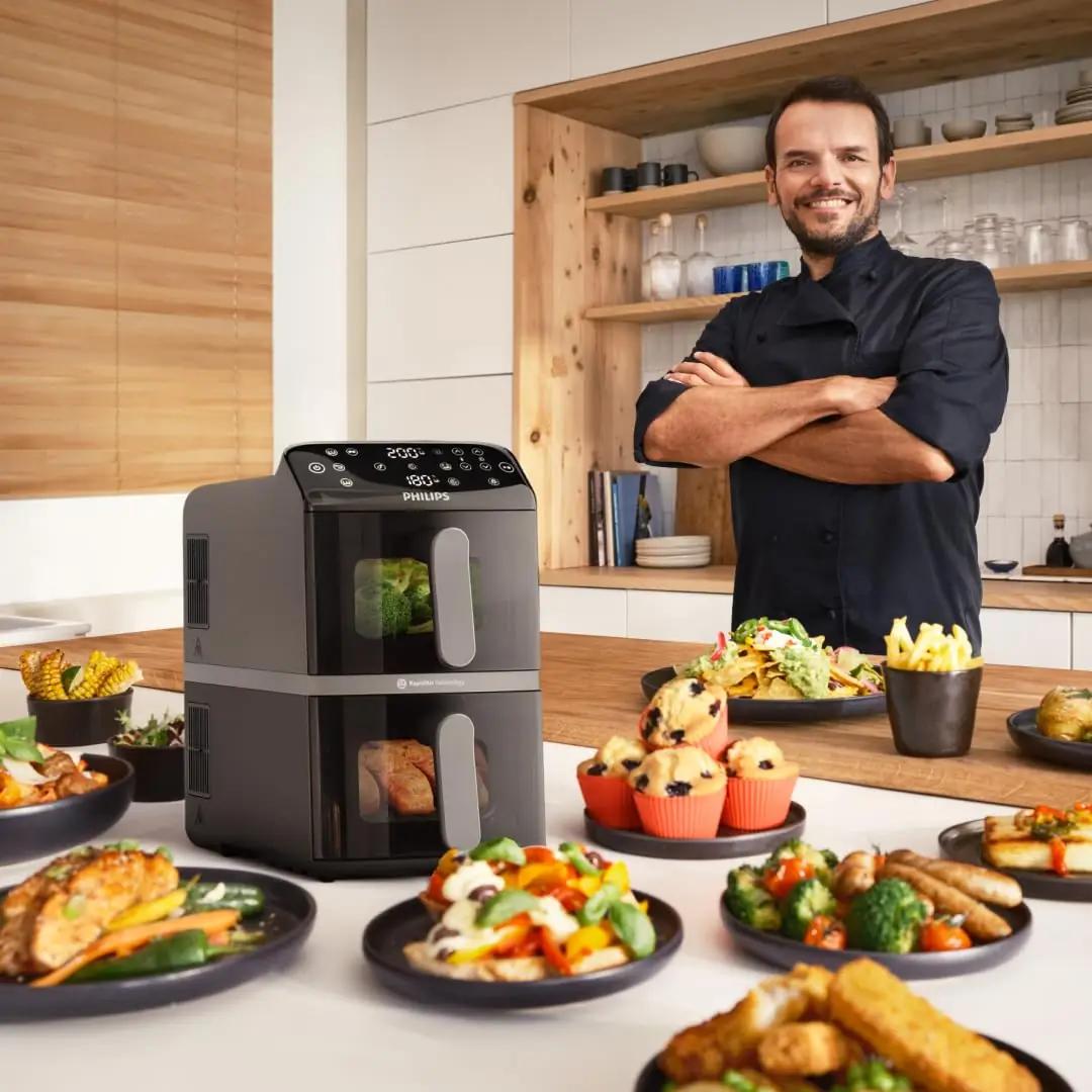 Philips õhufritüür 4000 Series – kahekorvis, ruumisäästlik 10L – kasutusnäide