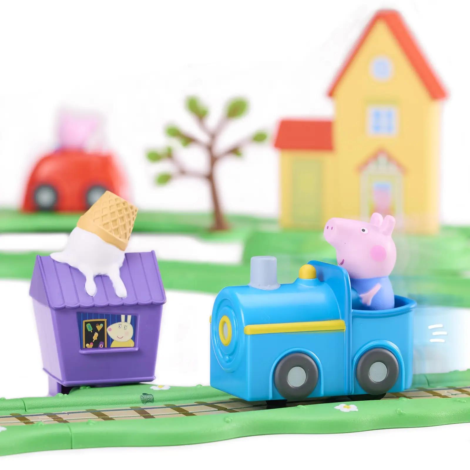 Peppa Pig värvikas rongi- ja autosari — mänguline linnaelamus – pakend ja tarvikud