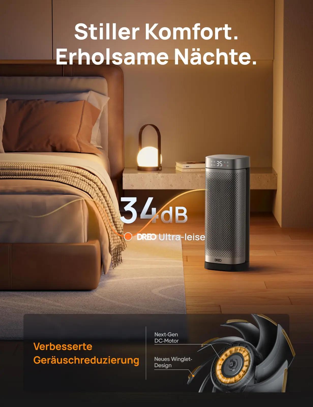 Dreo Silver õhuke keraamiline kontoriradiaator – energiasääst – pilt 6