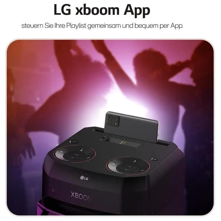 LG XBOOM heli- ja valgussüsteem pidudeks, vastupidav plastik – lisavaade