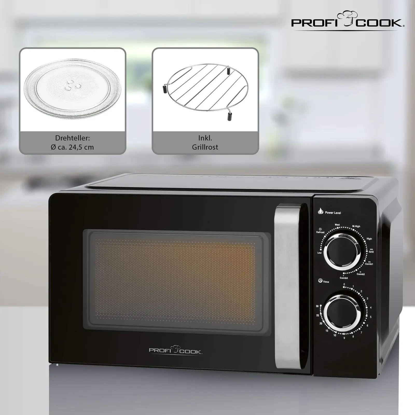 Profi Cook roostevaba mikrolaineahi 900 W – kompaktne kingitus – pakend ja tarvikud