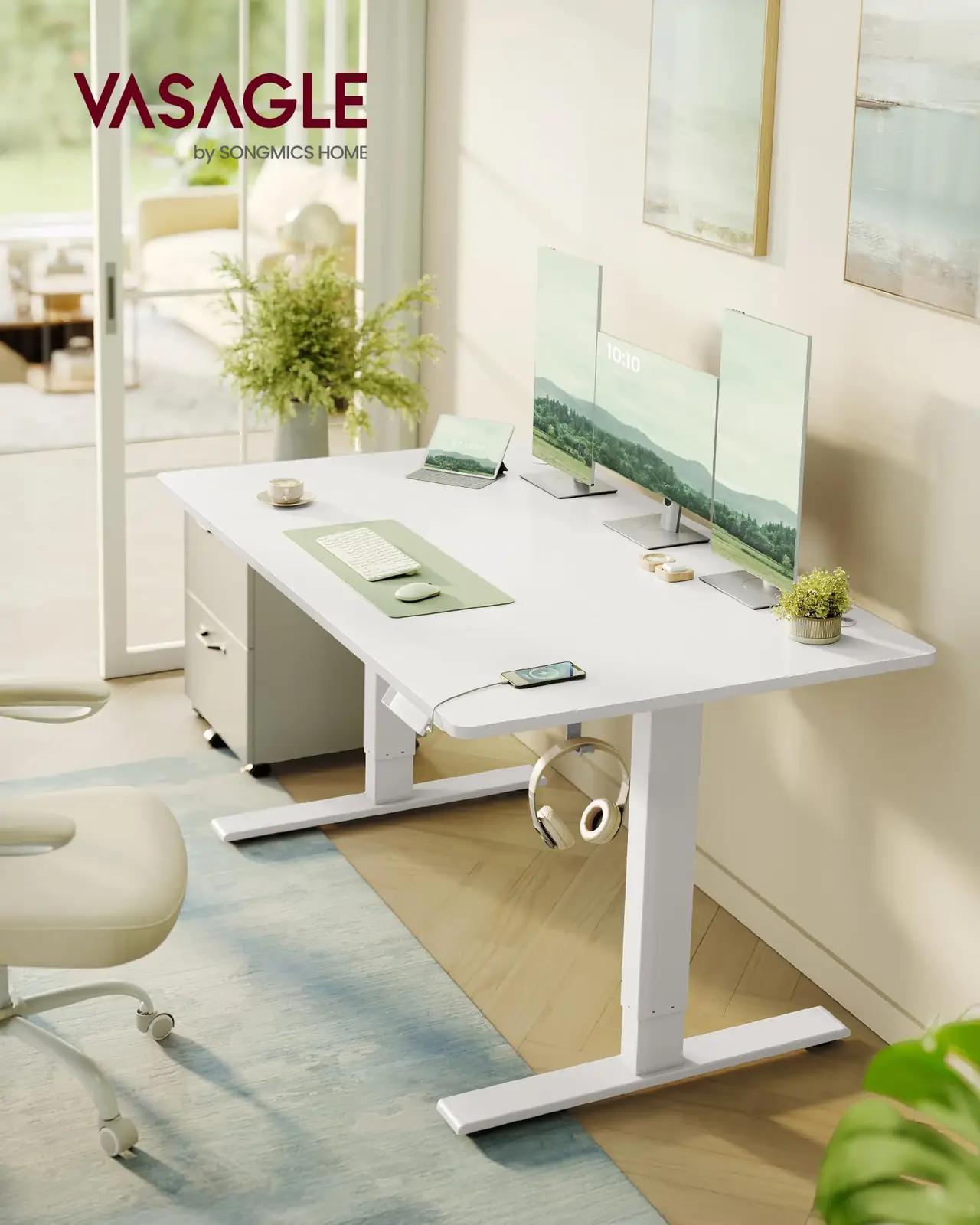 VASAGLE kõrguse reguleeritav töölaud 140×80 cm – USB-C ja mälu – detailne vaade