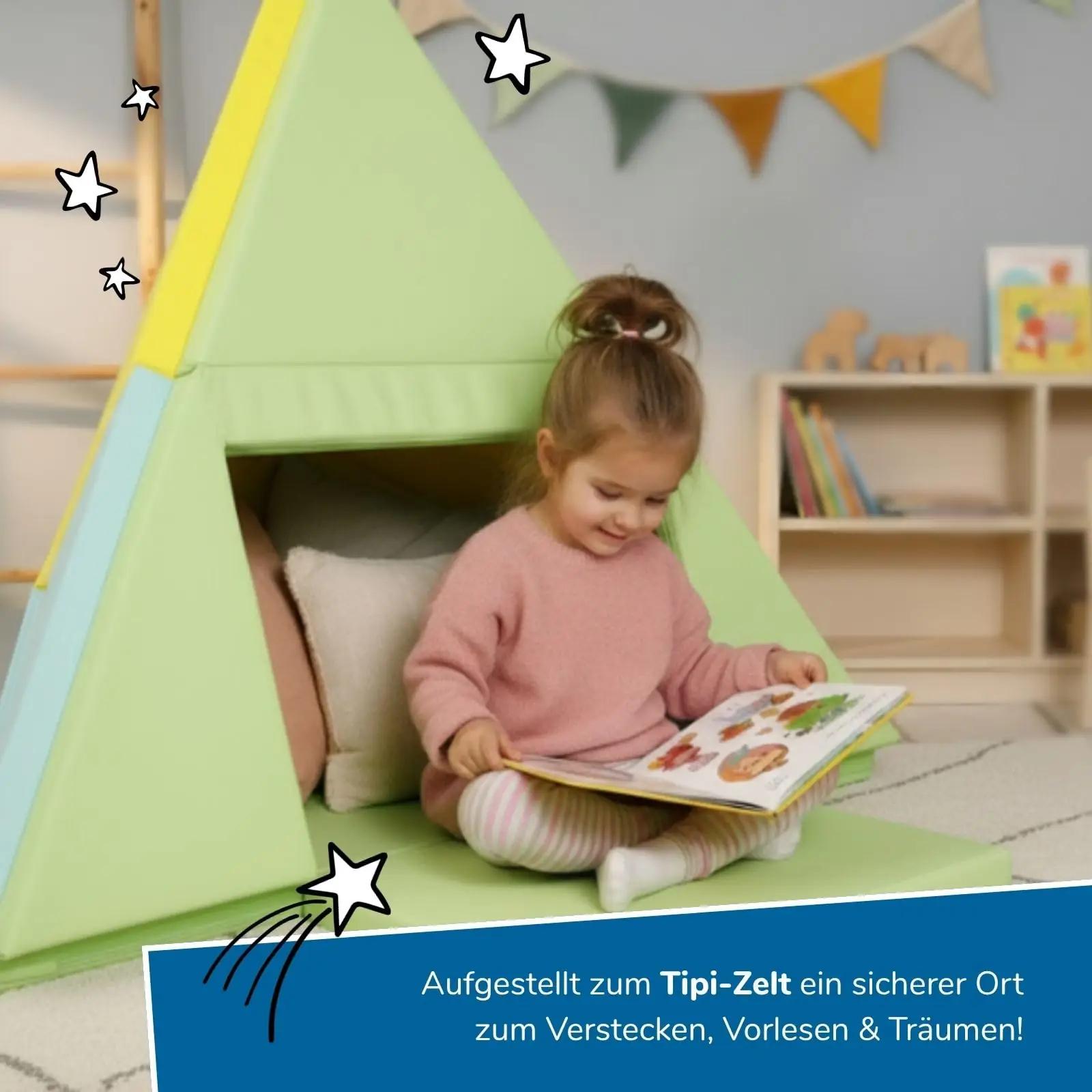 alldoro pehme mängumatt 3‑in‑1: krabbelpadja ja tipi‑lahendus – lisavaade