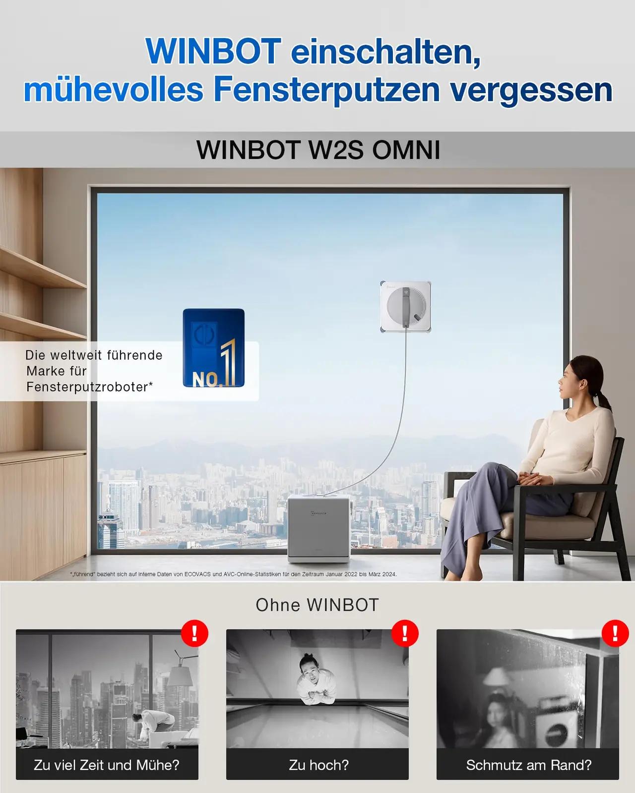 ECOVACS nutikas aknapuhastusrobot W2S OMNI – servani puhastus – detailne vaade