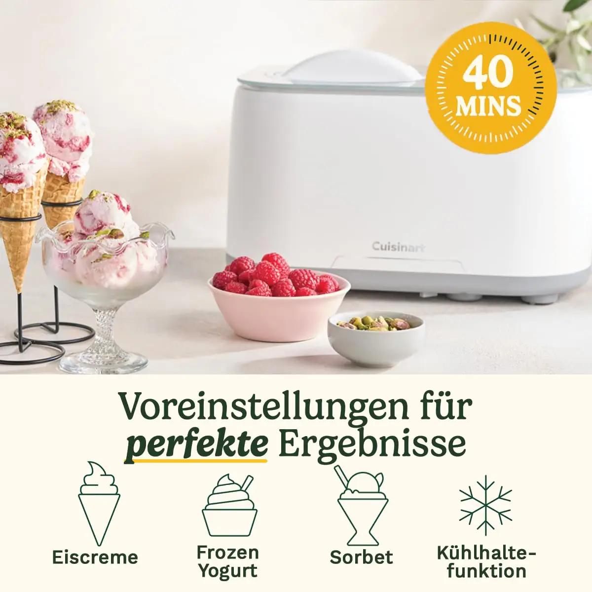 Cuisinart vastupidav jäätisemasin koduseks kasutuseks, isejäätuv – pakend ja tarvikud