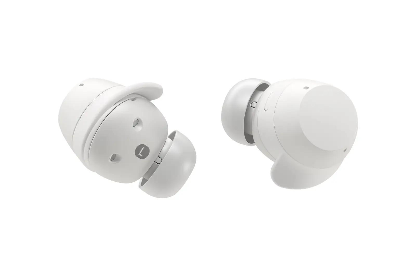 LG xboom Buds Plus — valge sportlik juhtmevabad kõrvaklapid – pakend ja tarvikud