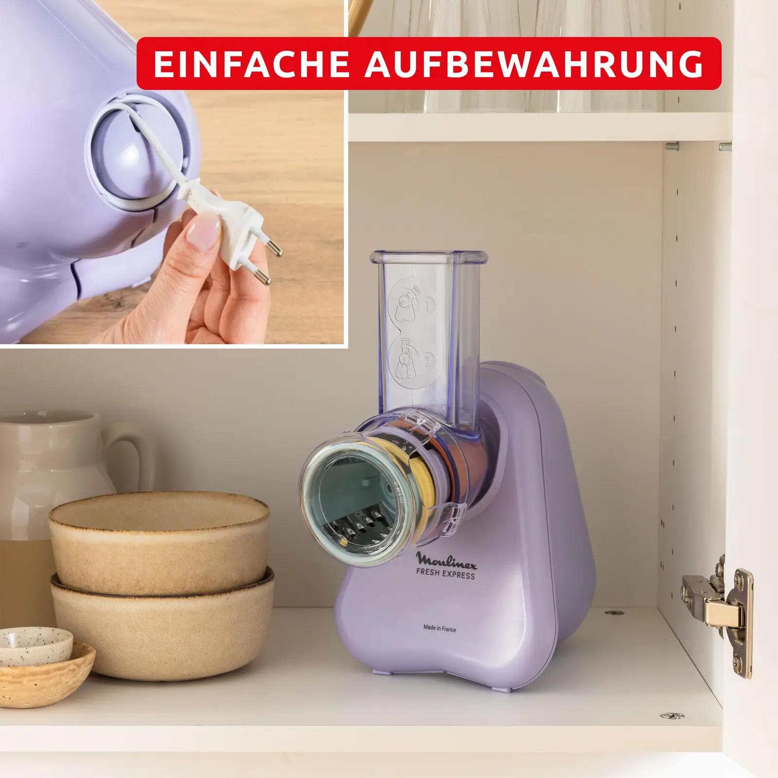 Moulinex Fresh Express 4-in-1 köögiriiv lila, kompaktne – pakend ja tarvikud