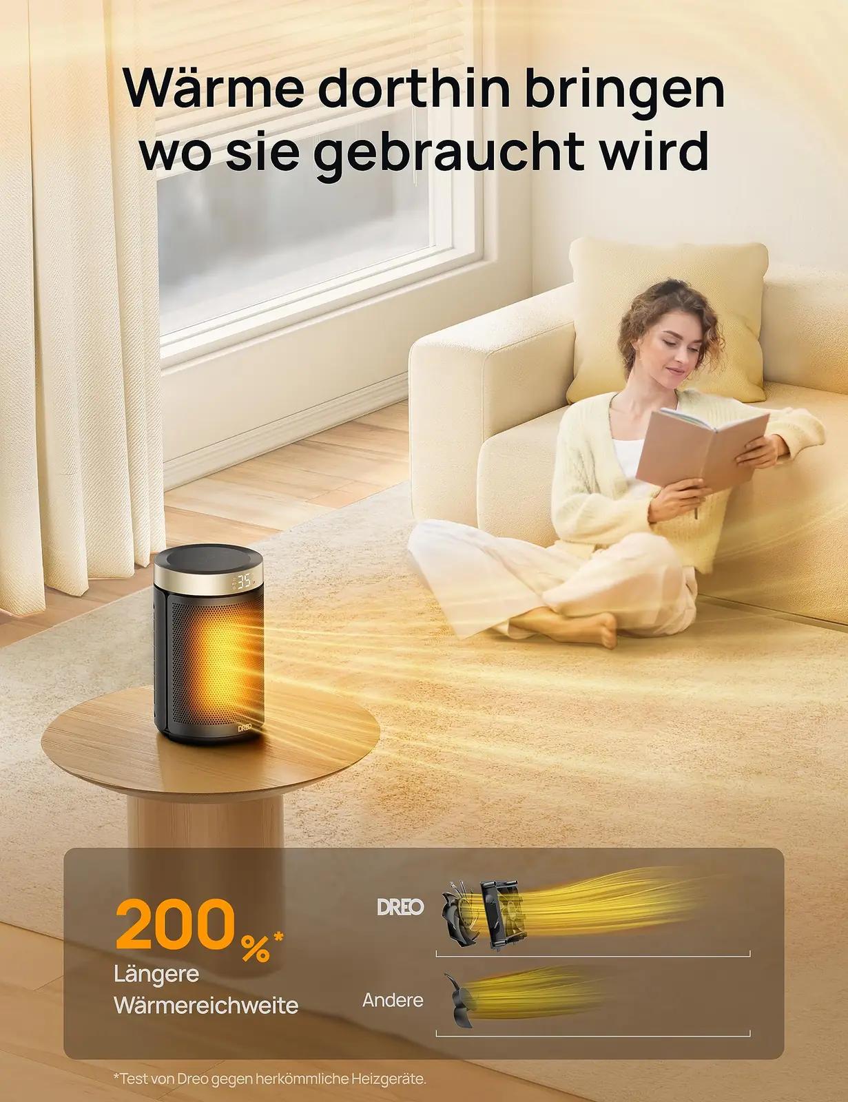 Dreo keraamiline energiasäästlik ruumiküte 1500W, kuldne – kasutusnäide