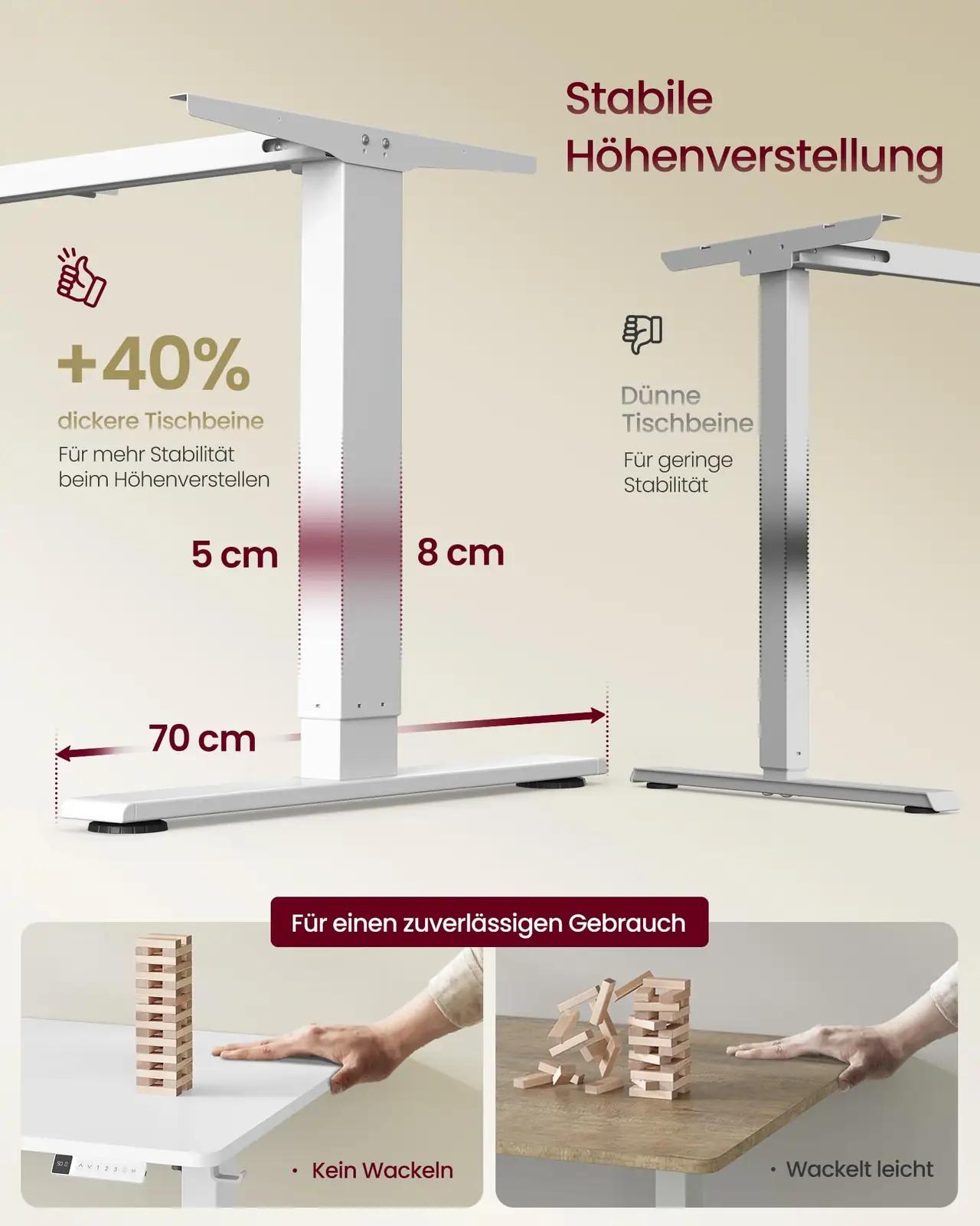 VASAGLE kõrguse reguleeritav töölaud 140×80 cm – USB-C ja mälu – lisavaade