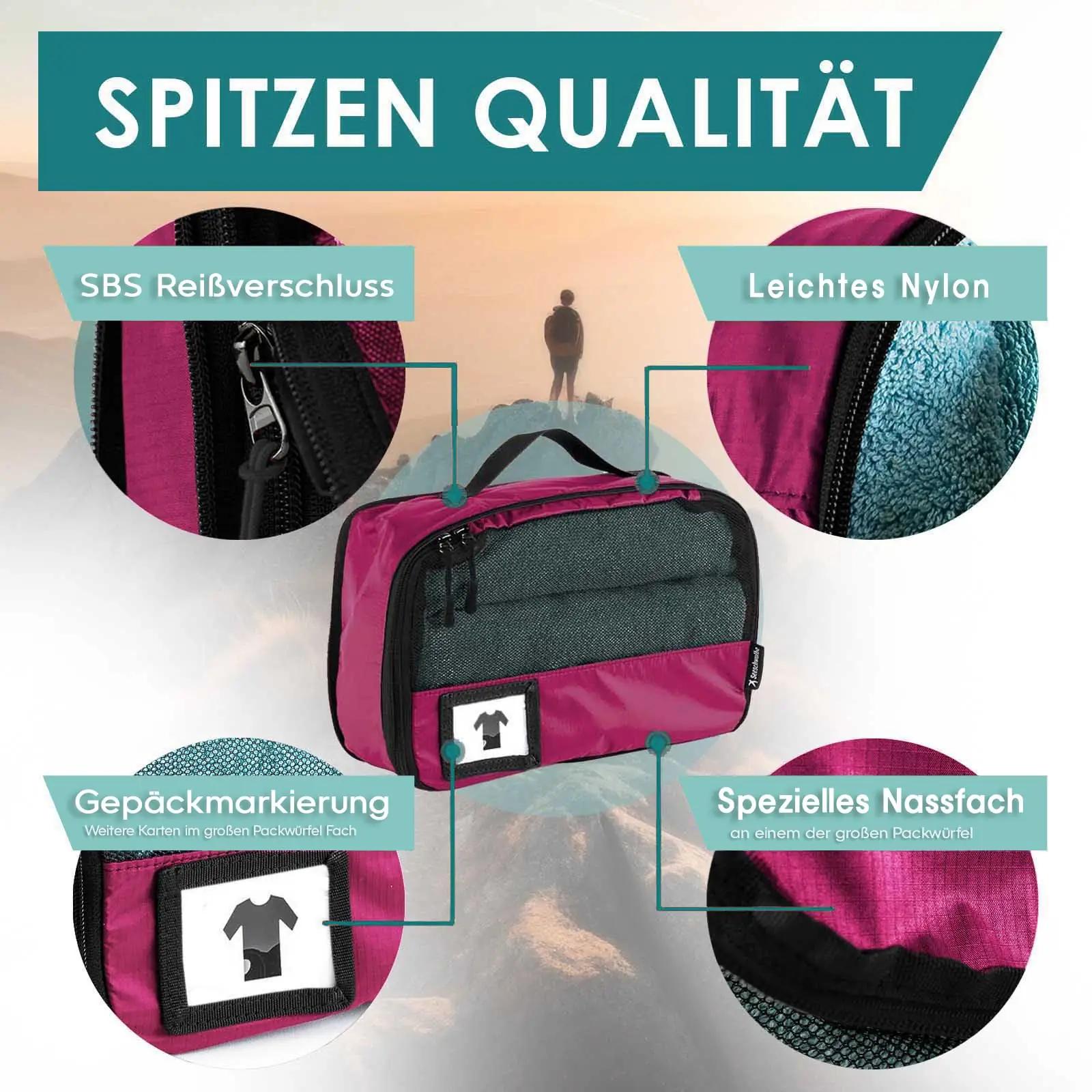 Seeschwalbe reisikorraldaja 8-osaline nailonkomplekt (himbeer) – lisavaade