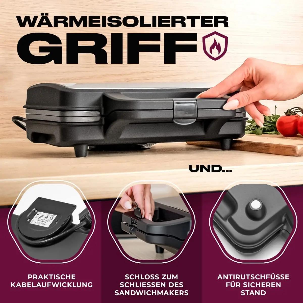 ProfiCook sandwichmaker 900 W, antihaftkattega – lisavaade