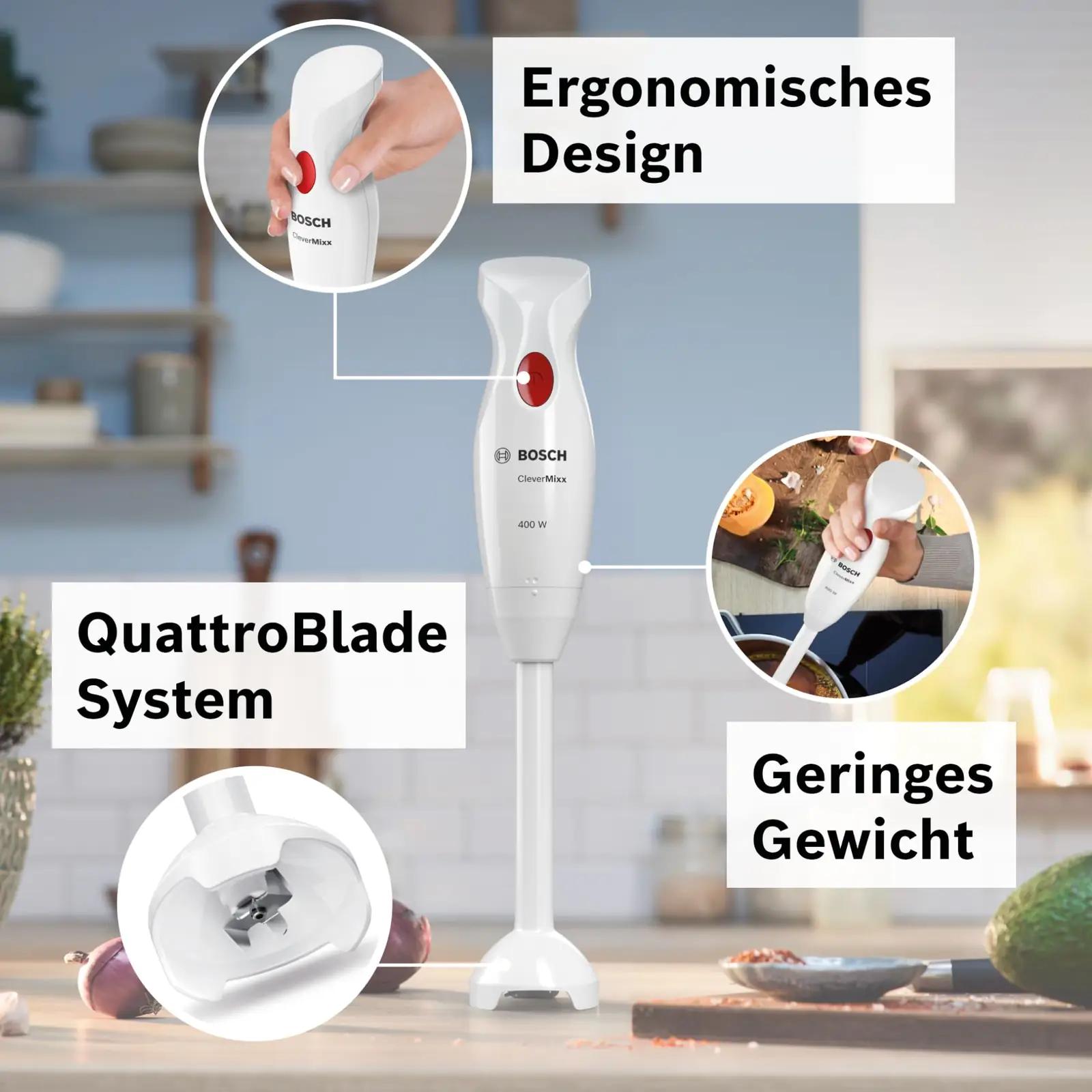 Bosch CleverMixx stavmiks plastist, 400 W – pakend ja tarvikud