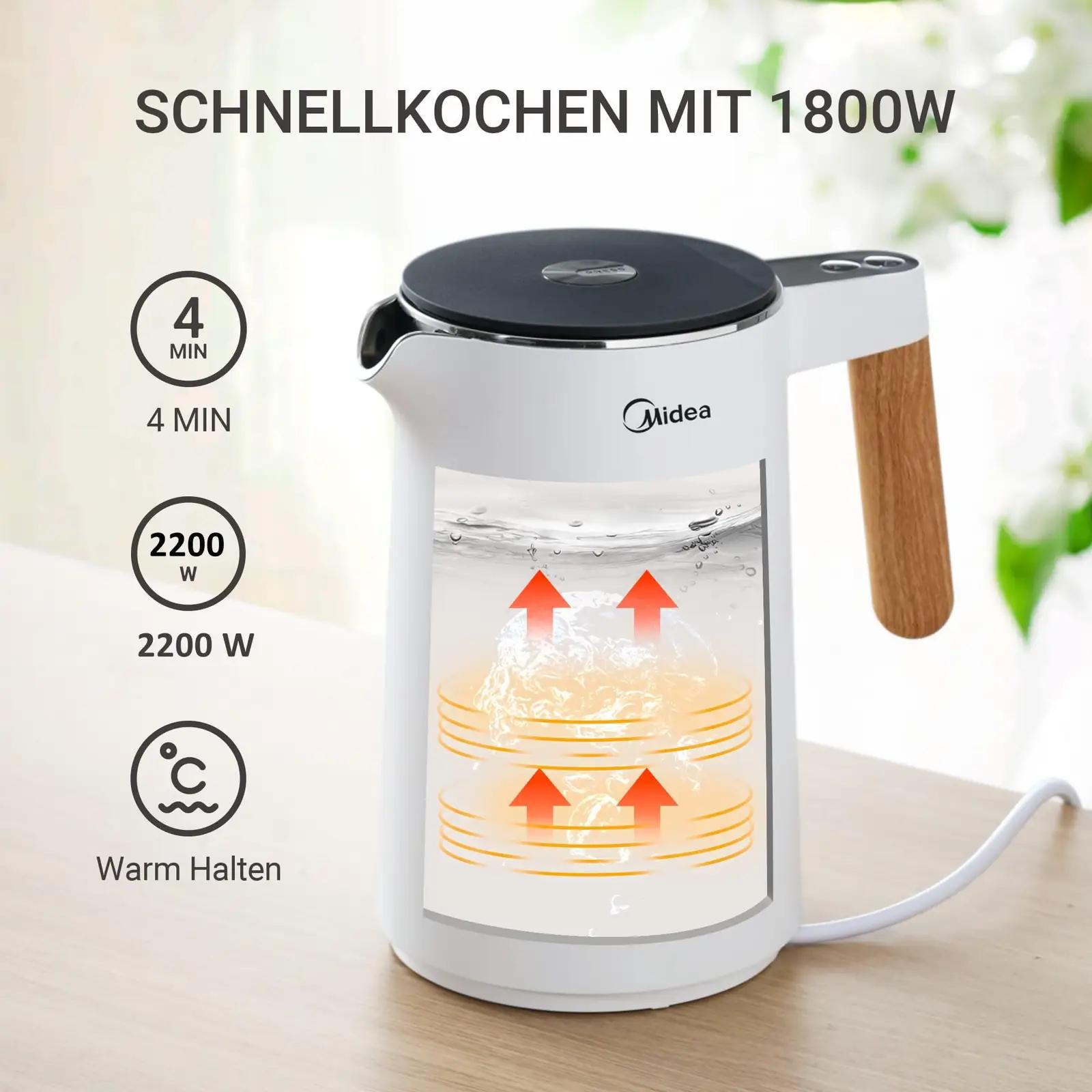 Midea veekeetja 1,5 L roostevabast terasest – detailne vaade