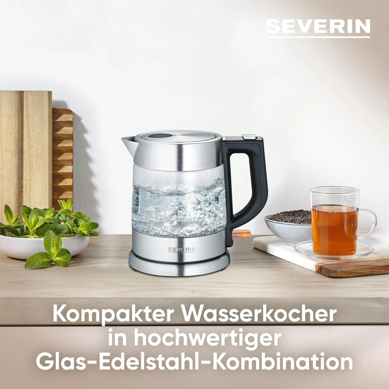SEVERIN klaasist veekeetja 1,0 l, roostevaba – kasutusnäide