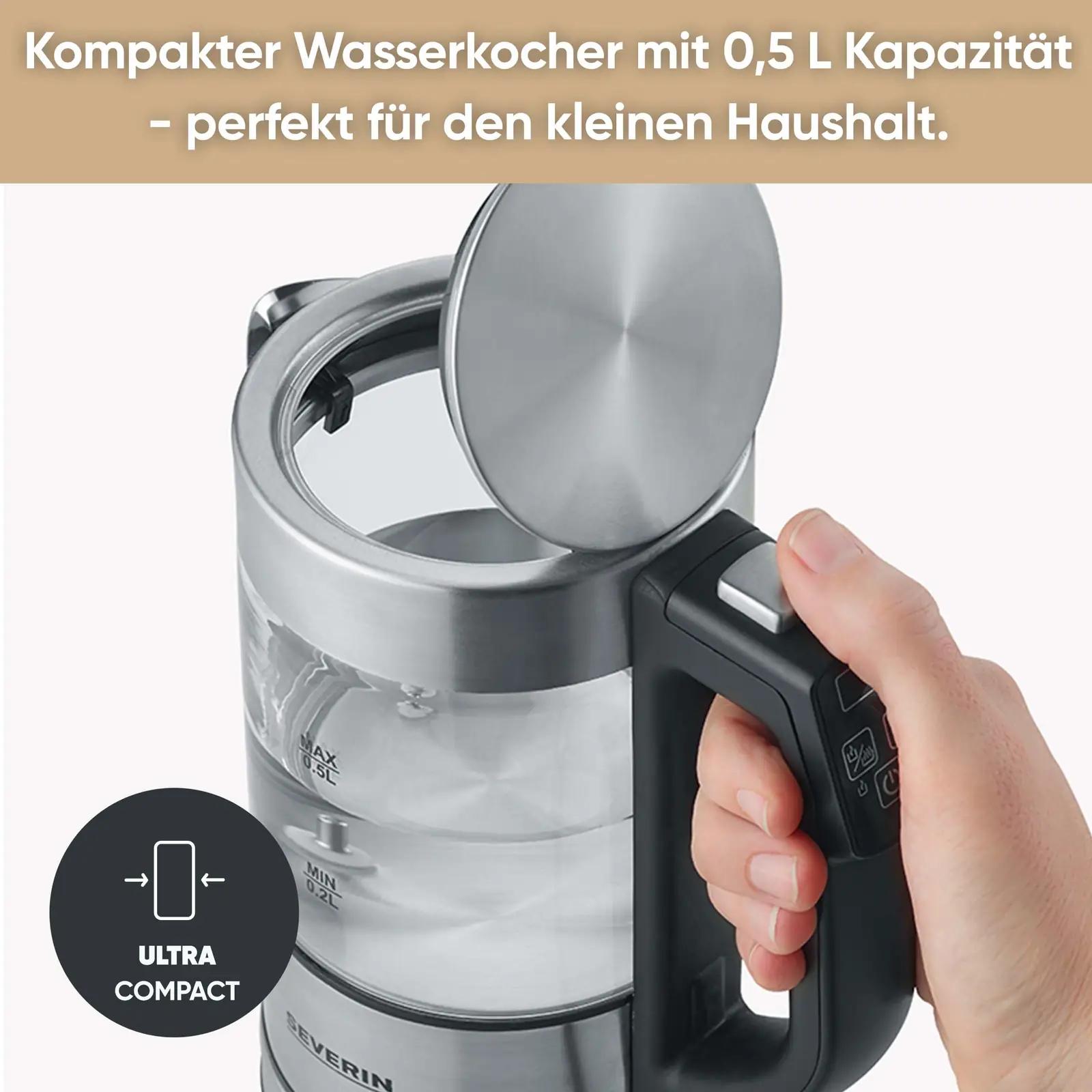 SEVERIN klaasist veekeetja 0,5 l, reguleeritava temperatuuriga – kasutusnäide