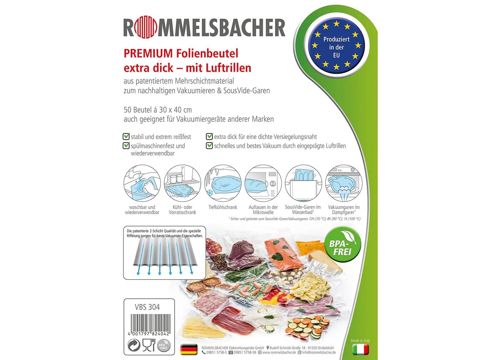 Rommelsbacher tarvikud fooliakeevitajatele VBS 304 – detailne vaade