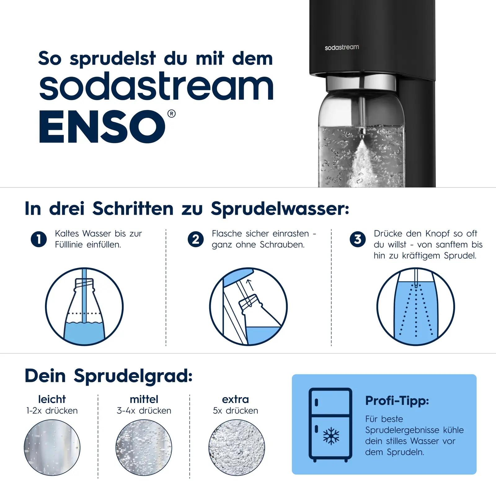 sodastream ENSO süsihappegaasiga vesiaparaat, roostevaba – kasutusnäide