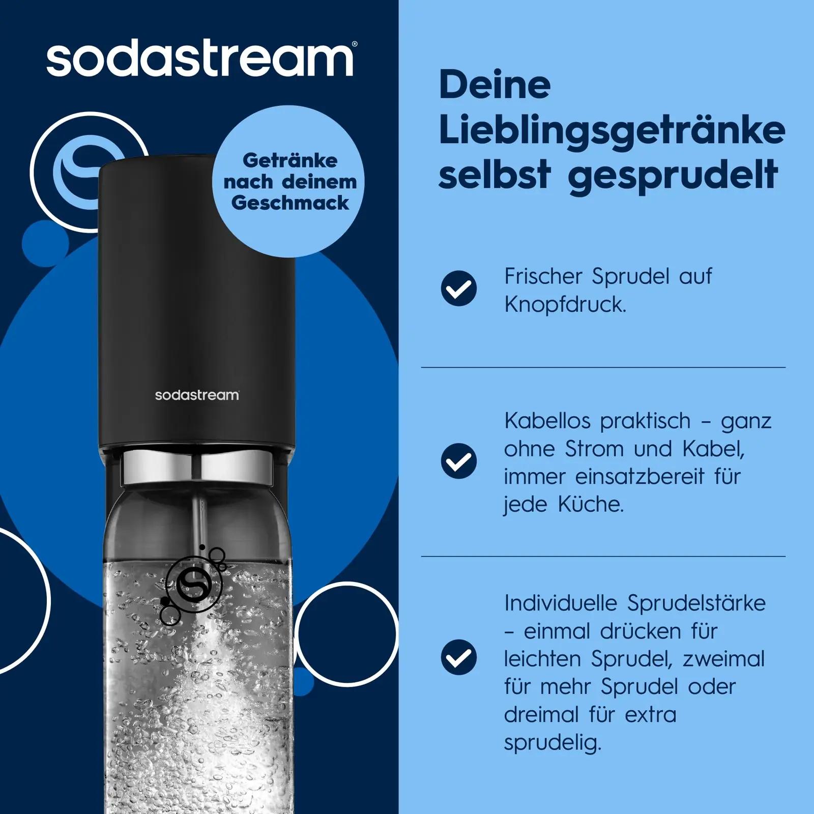 sodastream ENSO süsihappegaasiga vesiaparaat, roostevaba – pakend ja tarvikud