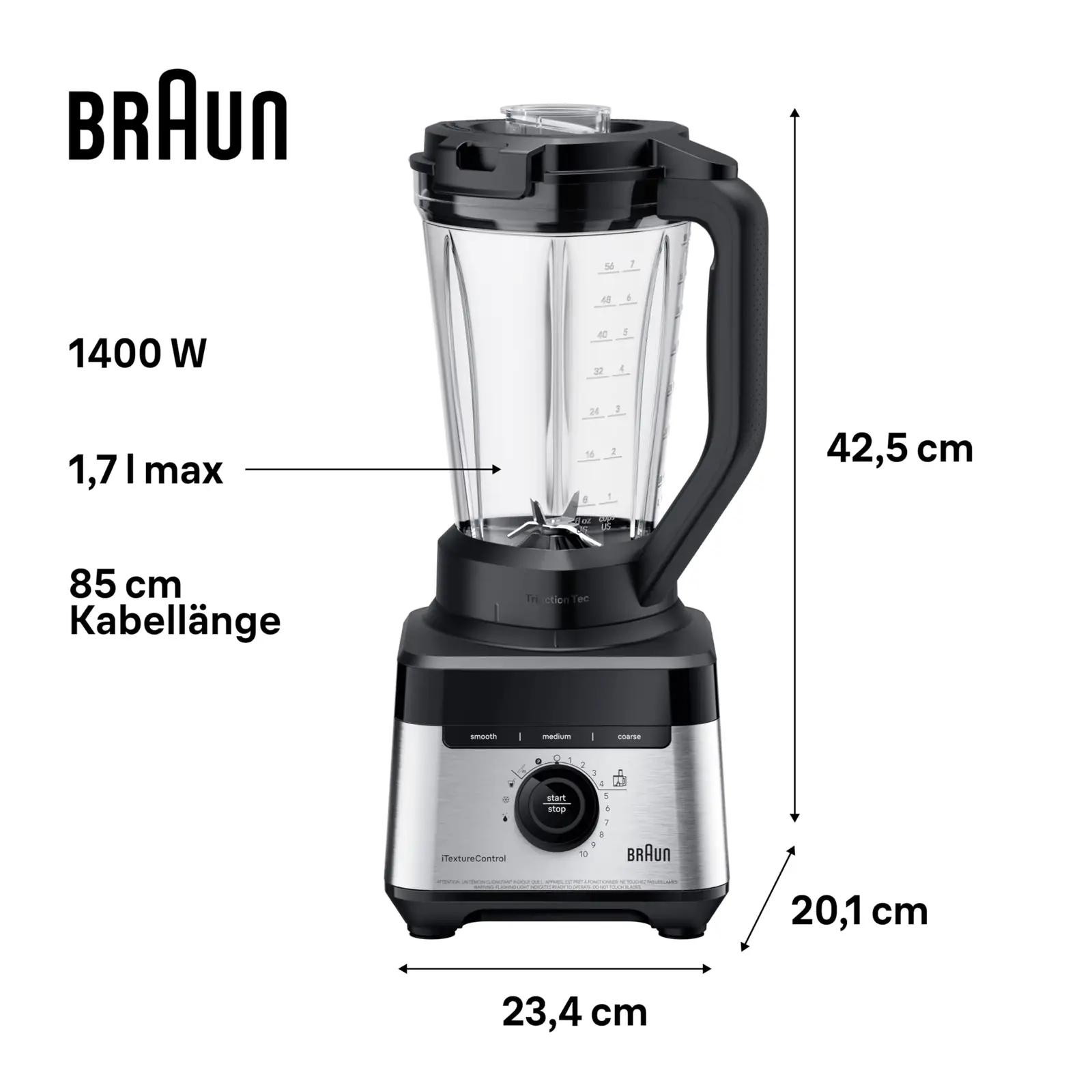 Braun PowerBlend 7 klaasist blender 1400W – pakend ja tarvikud
