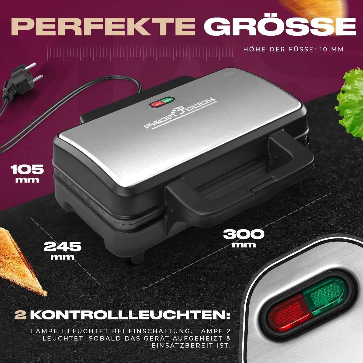 ProfiCook sandwichmaker 900 W, antihaftkattega – pilt 6