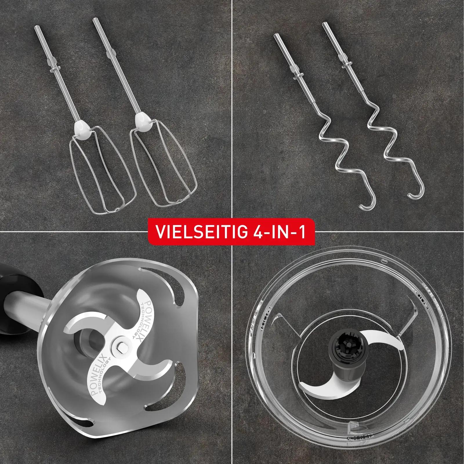 Tefal käsimikser 4-ühes, vaikse mootoriga – pakend ja tarvikud