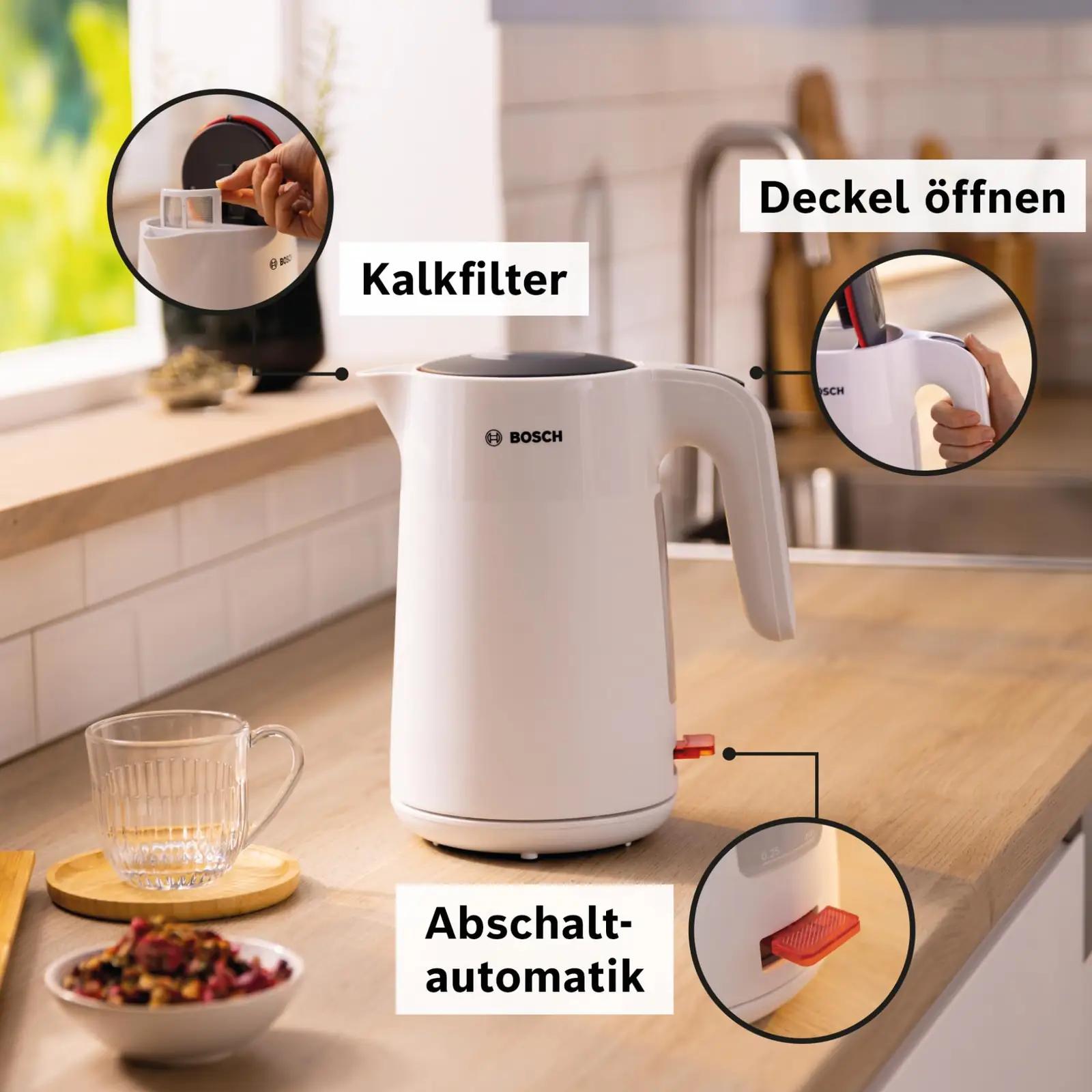 Bosch juhtmevaba veekeetja 1,7 L plastik – kasutusnäide