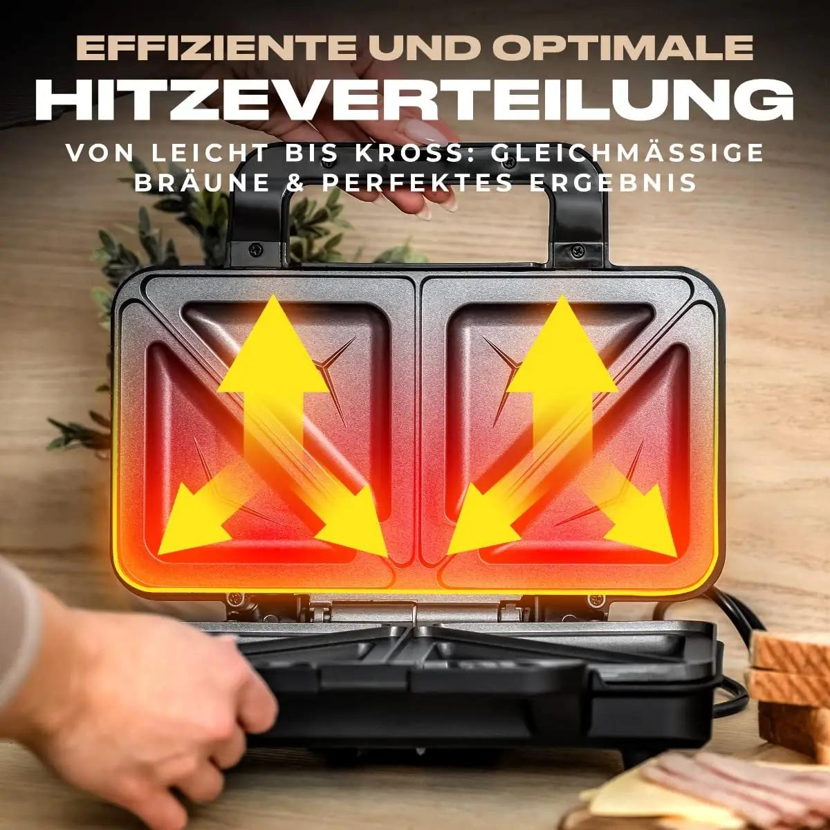 ProfiCook sandwichmaker 900 W, antihaftkattega – pakend ja tarvikud