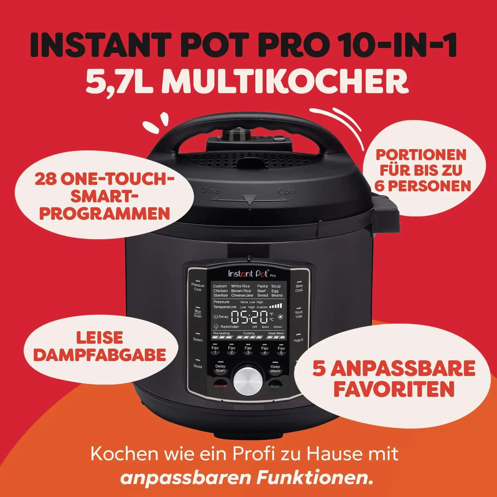 Instant Pot Pro 5 7-liitrine multikeetja eestvaates