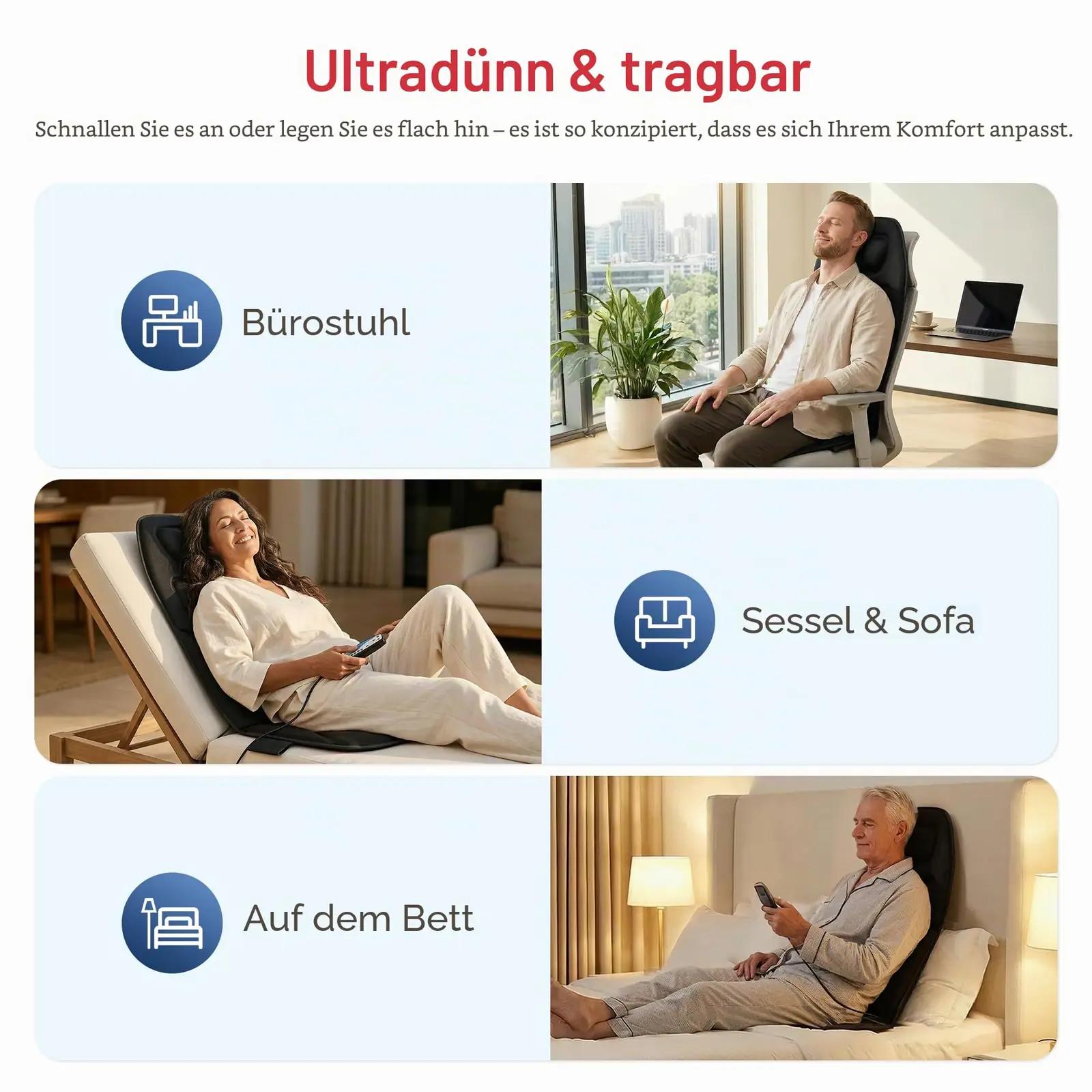COMFIER massaažisitzikate grafiitsoojenduse ja 10 mootoriga – kasutusnäide