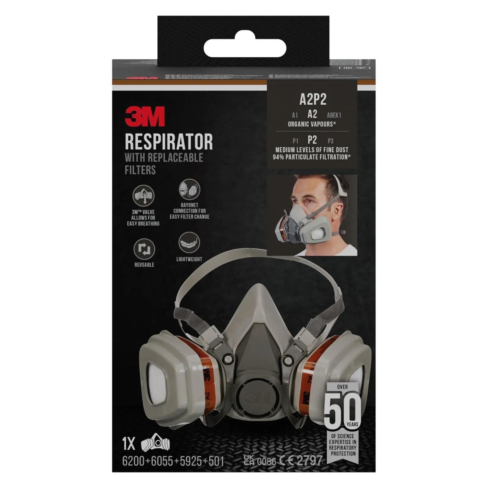 3M 6002C poolmask vahetatavate filtritega, A2P2 värvimisele – pilt 6