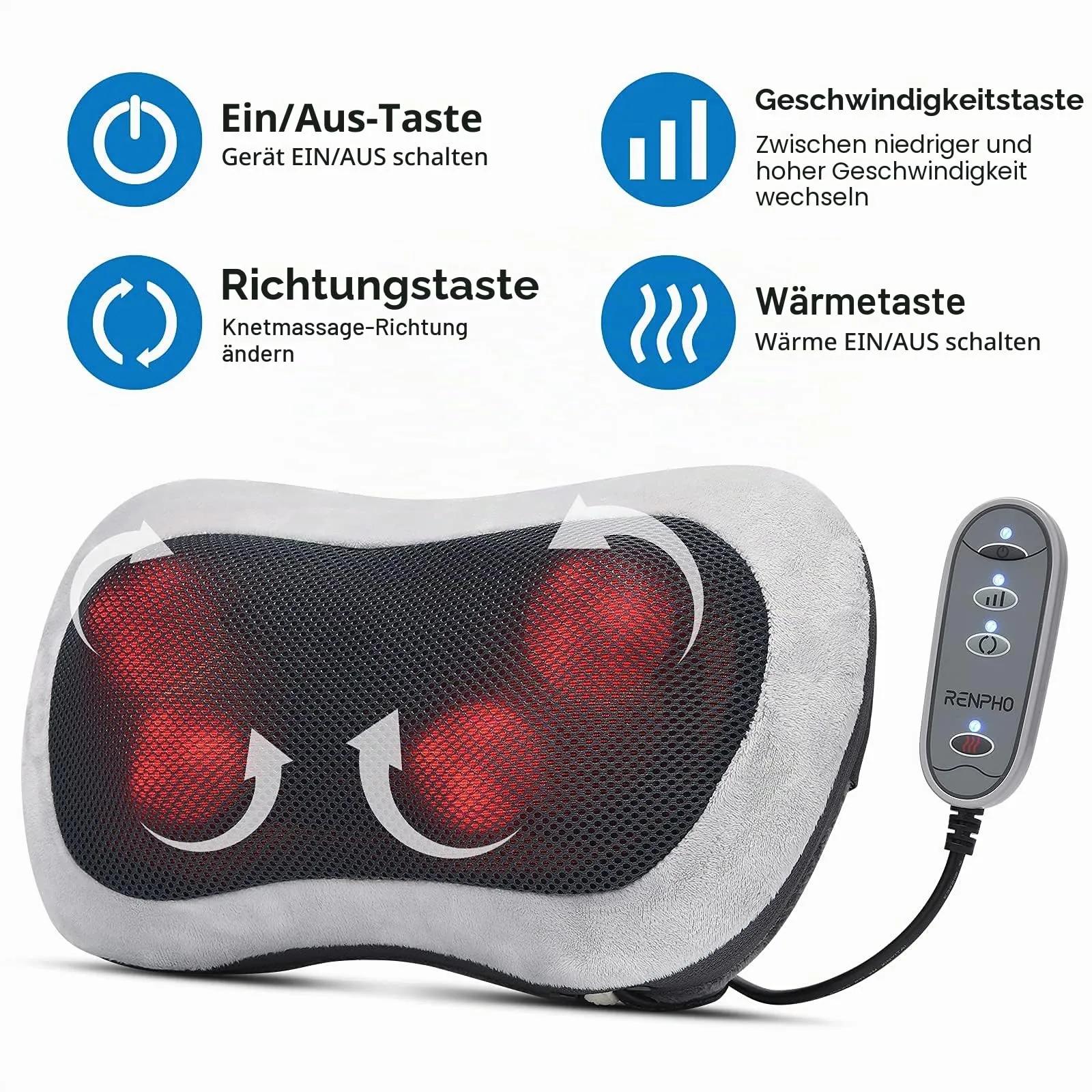 RENPHO shiatsu massaažipadi soojusega, puldiga, seljale ja kaelale – lisavaade
