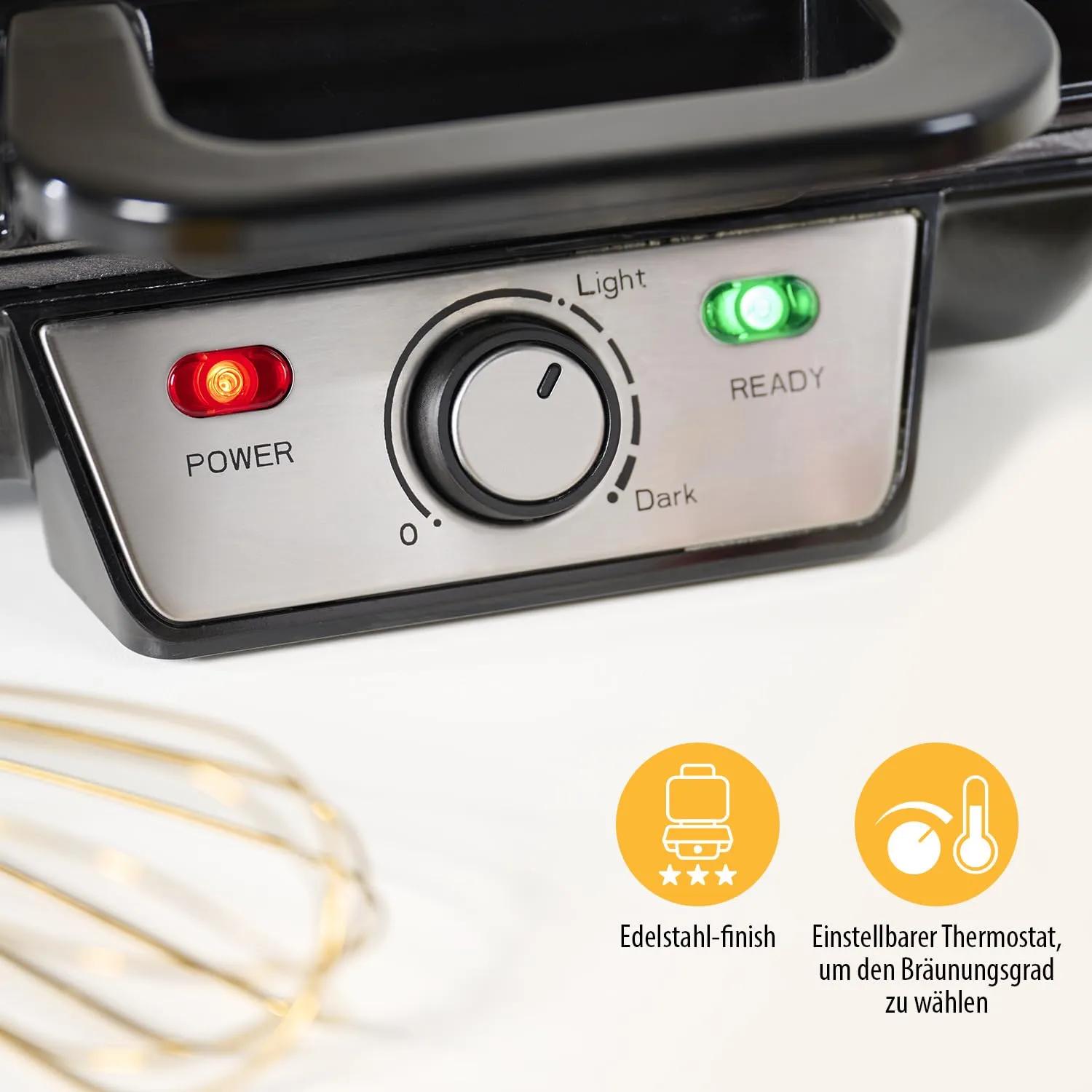 Tristar WF-2195 vahvlimasin Belgia vahvlitele, 2 vahvlit, 1000 W – lisavaade