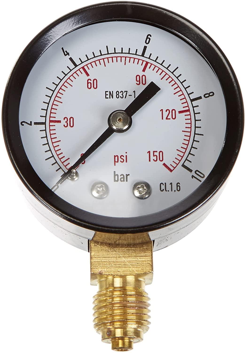 AQUA CONTROL C6199 veesurve manomeeter, metall, 0–10 bar, keere 1/4" ja 1/2"