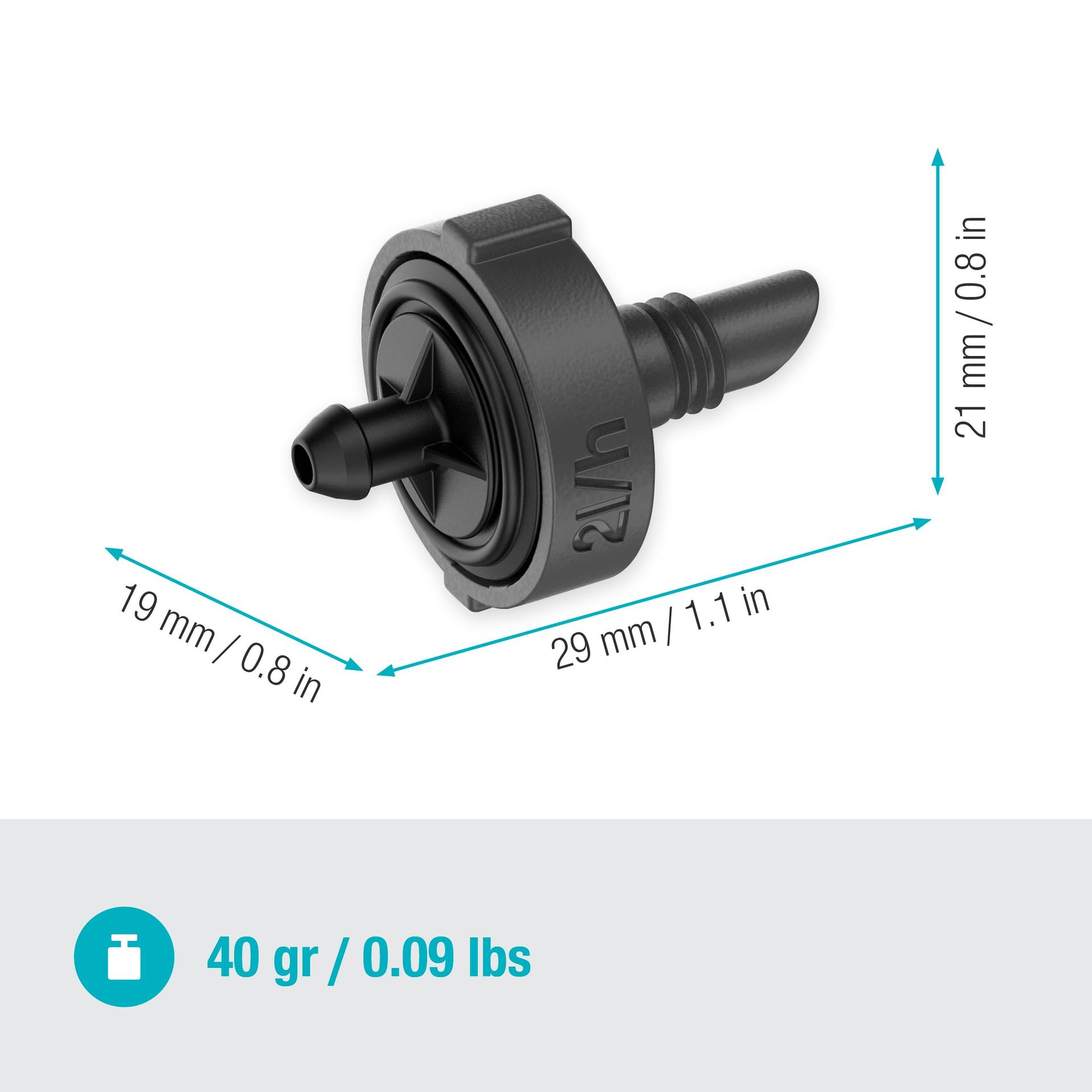 Gardena Micro-Drip rõhku reguleeriv otsatilguti 2 l/h (13302-20) – kasutusnäide