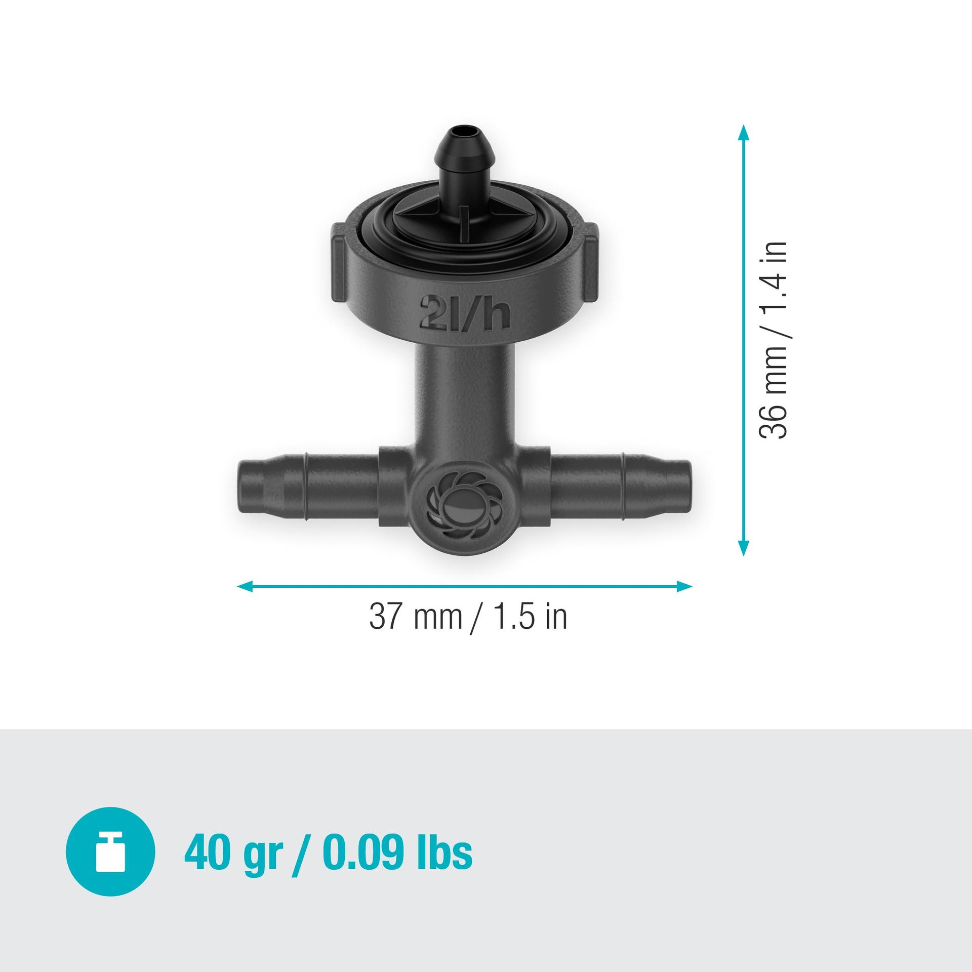 Gardena Micro-Drip-System reatilguti 13312-20, rõhku reguleeriv, plastist – pakend ja tarvikud