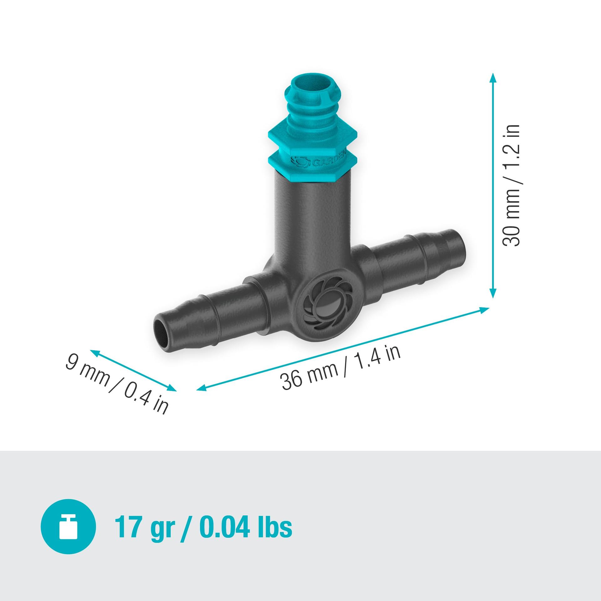 Gardena Micro-Drip-System reatilguti 2 l/h, 4,6 mm (13317-20) – pakend ja tarvikud